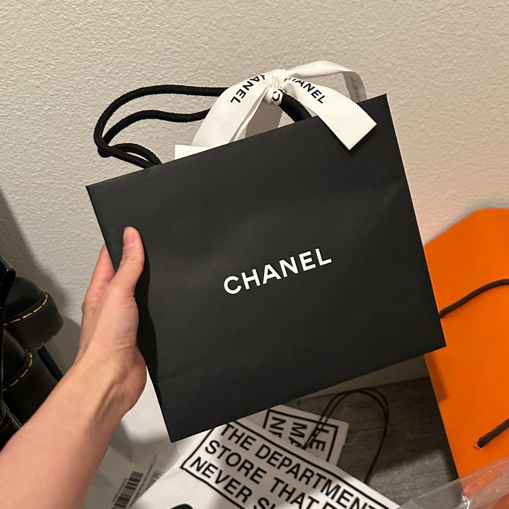 CHANEL Black and White Logo Bag